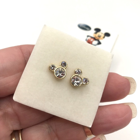 Avon “Disney” Jewelry - Avon Disney Gold-Tone & Rhinestones Mickey Mouse Stud Earrings